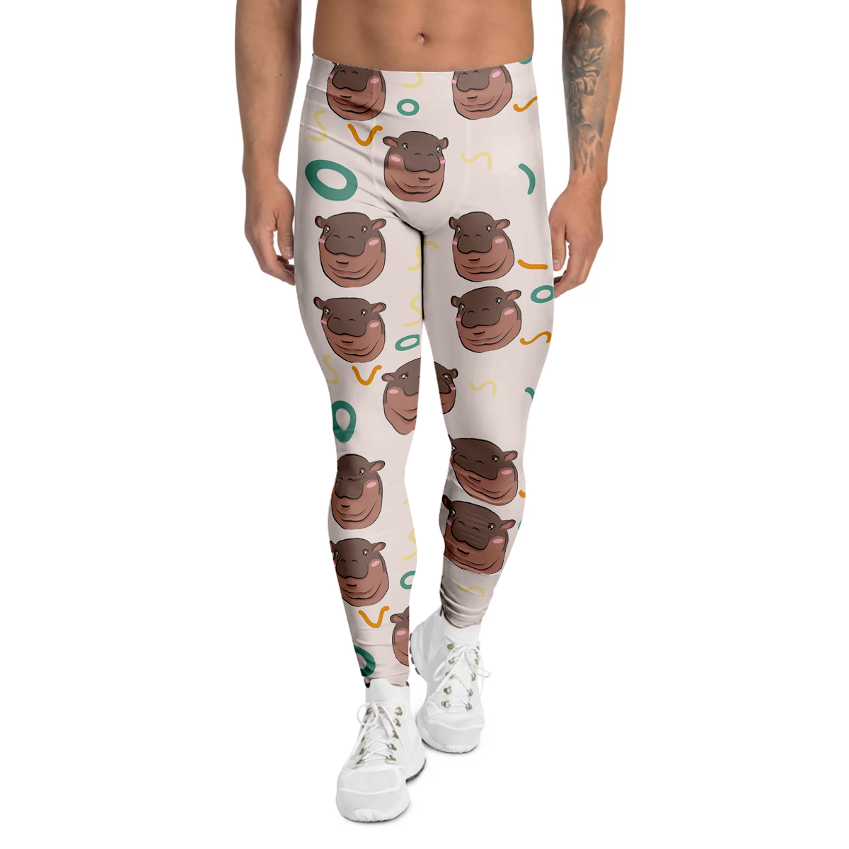 Moo Deng Hippo Men's Leggings-grizzshop