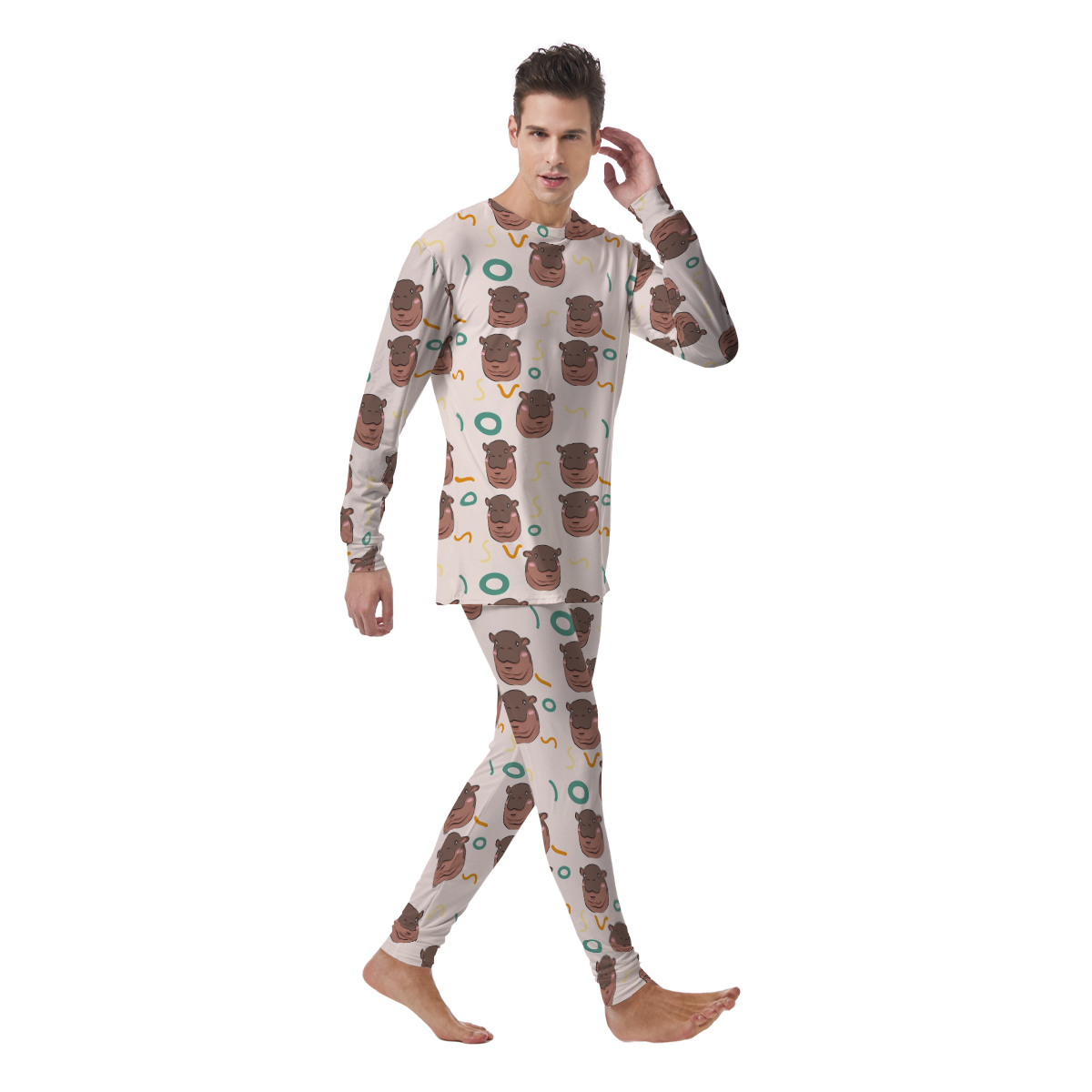 Moo Deng Hippo Men's Pajamas-grizzshop