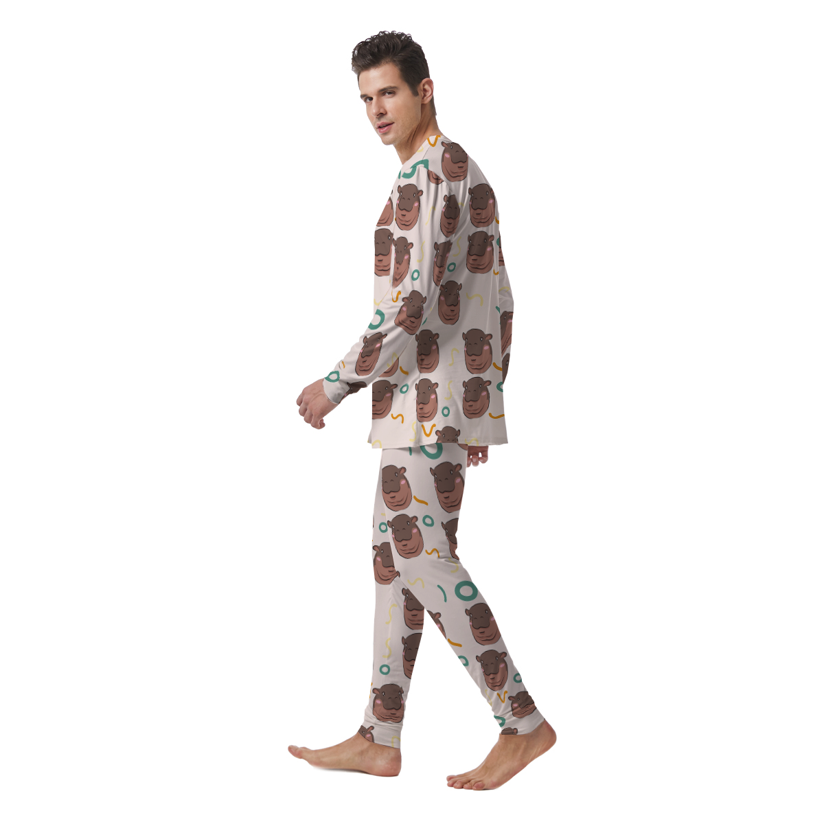 Moo Deng Hippo Men's Pajamas-grizzshop