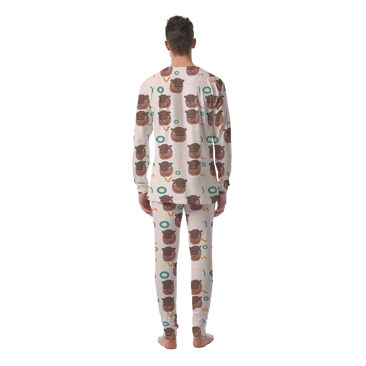 Moo Deng Hippo Men's Pajamas-grizzshop