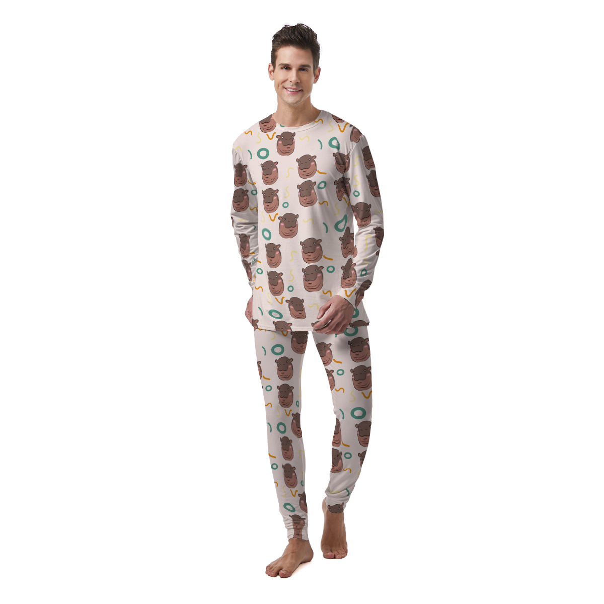 Moo Deng Hippo Men's Pajamas-grizzshop