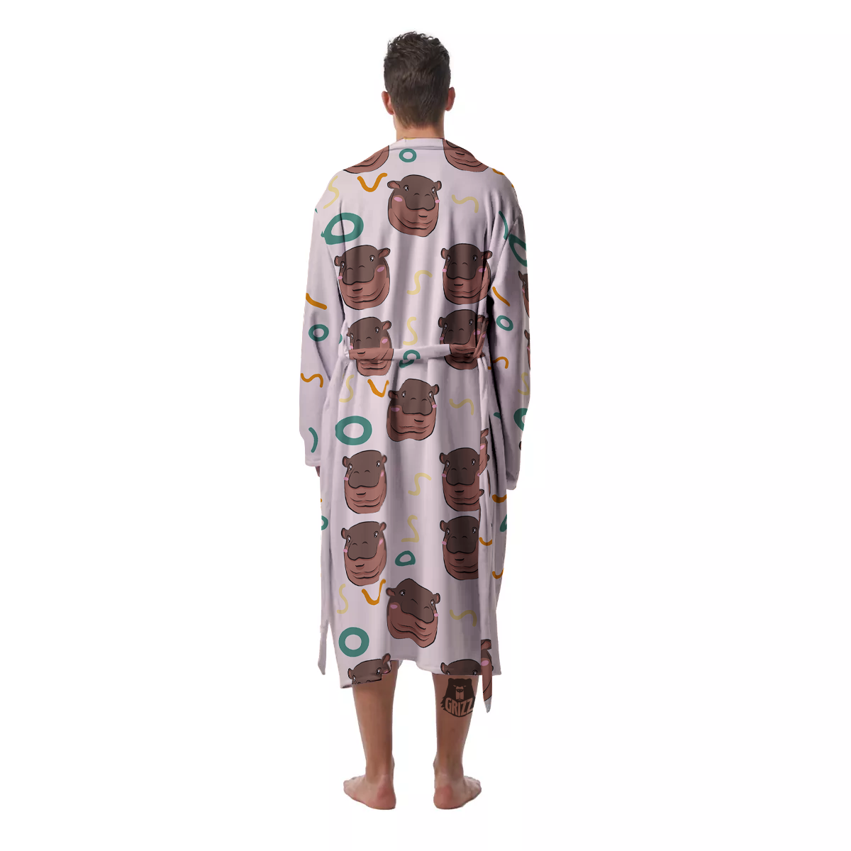 Moo Deng Hippo Men's Robe-grizzshop