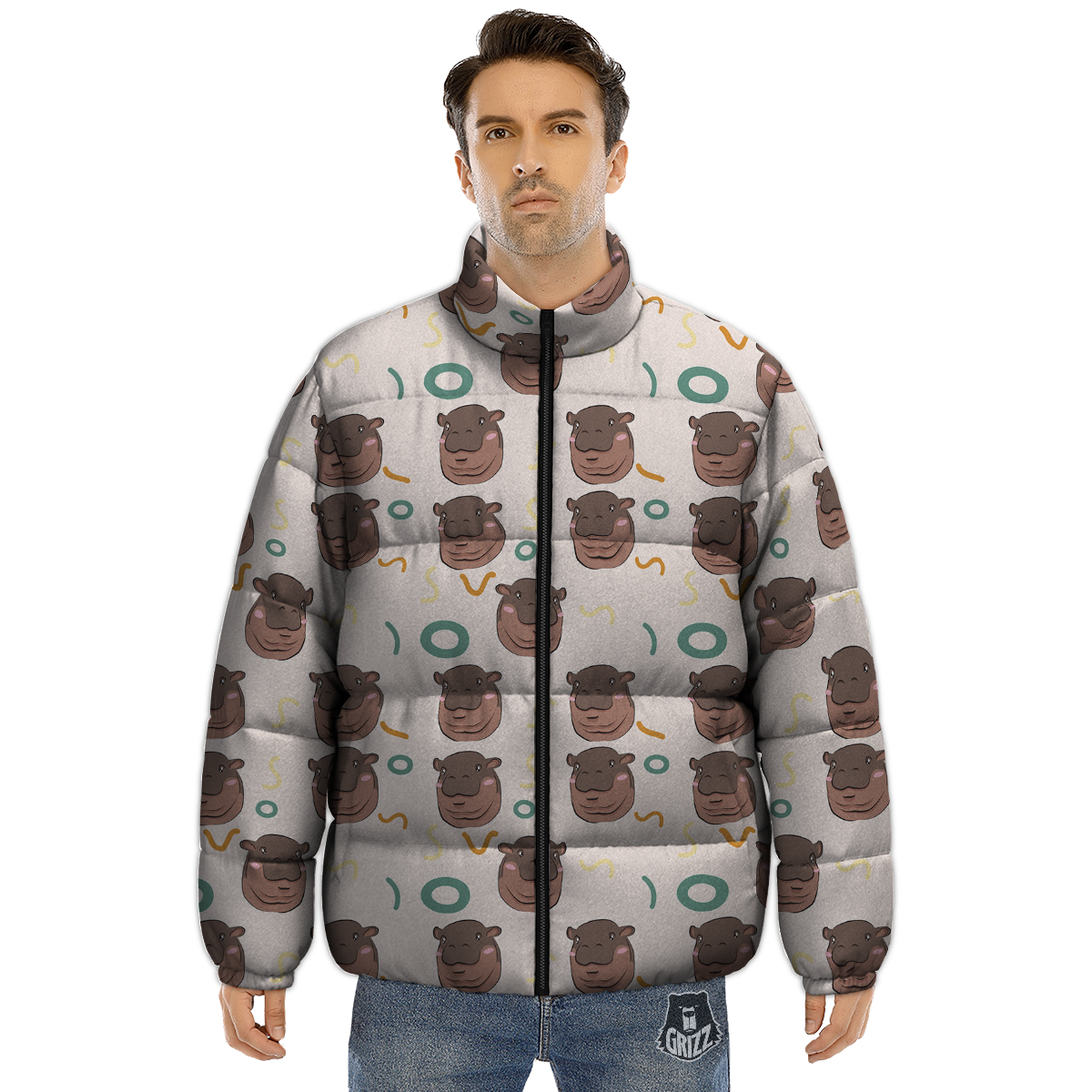 Moo Deng Hippo Puffer Jacket-grizzshop