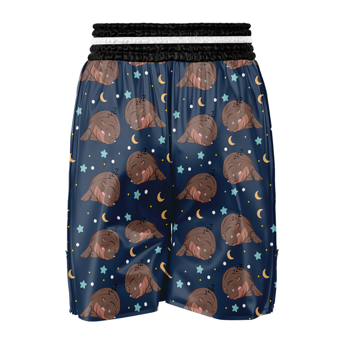 Moo Deng Hippo Sleeping Boxing Shorts-grizzshop