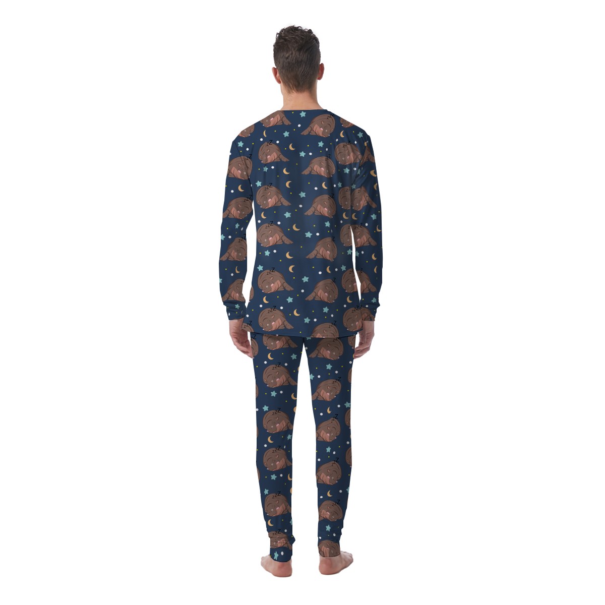 Moo Deng Hippo Sleeping Men's Pajamas-grizzshop