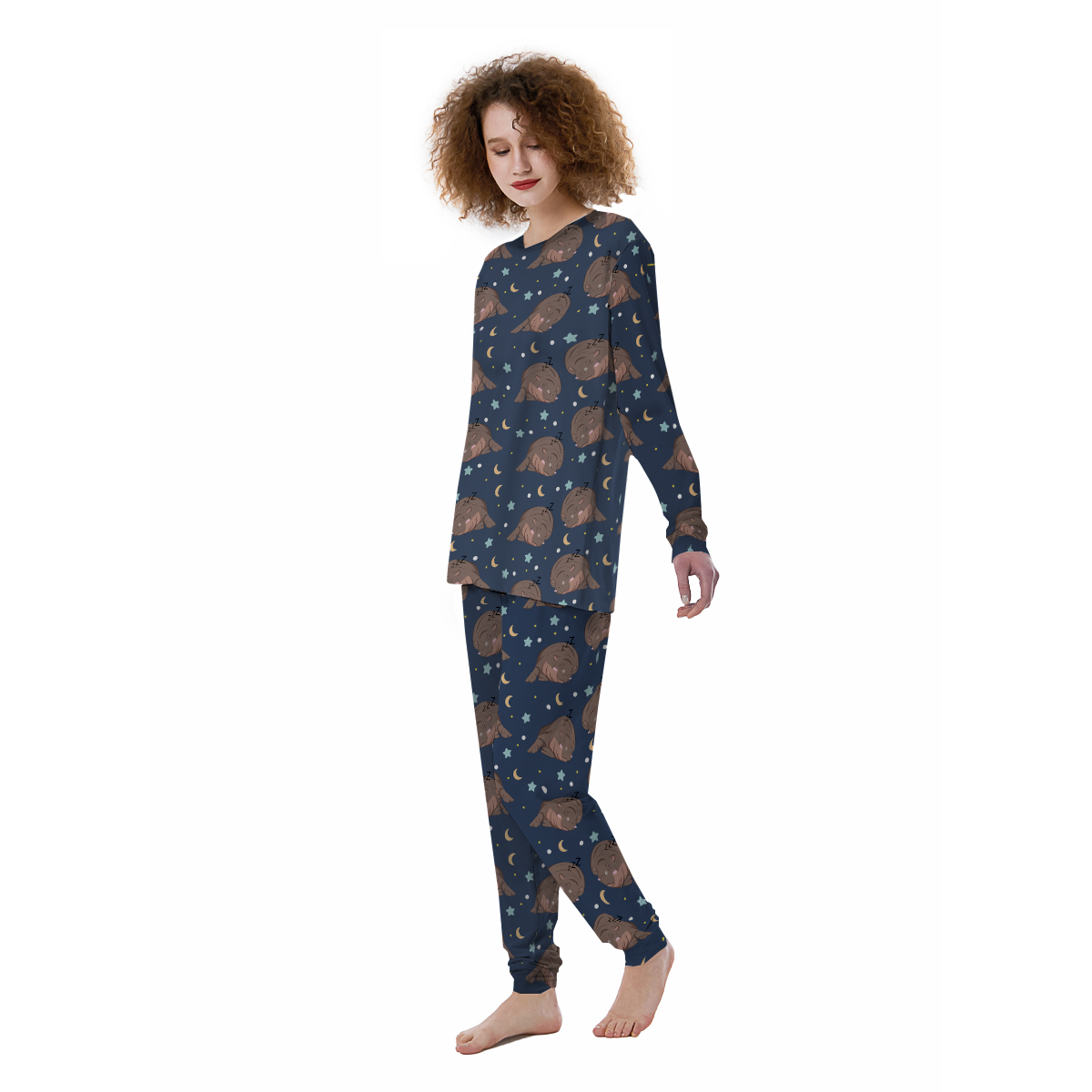 Moo Deng Hippo Sleeping Women's Pajamas-grizzshop