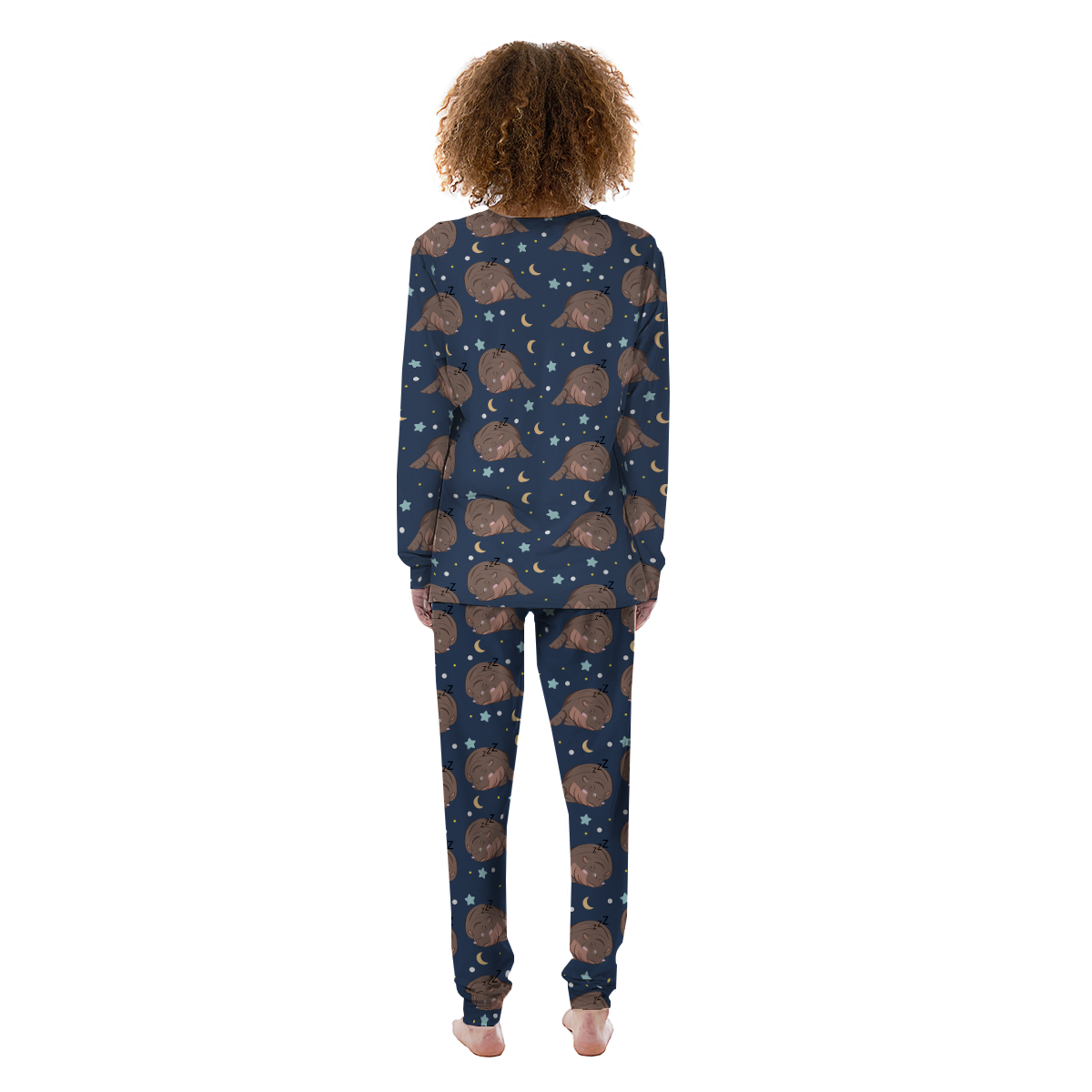 Moo Deng Hippo Sleeping Women's Pajamas-grizzshop