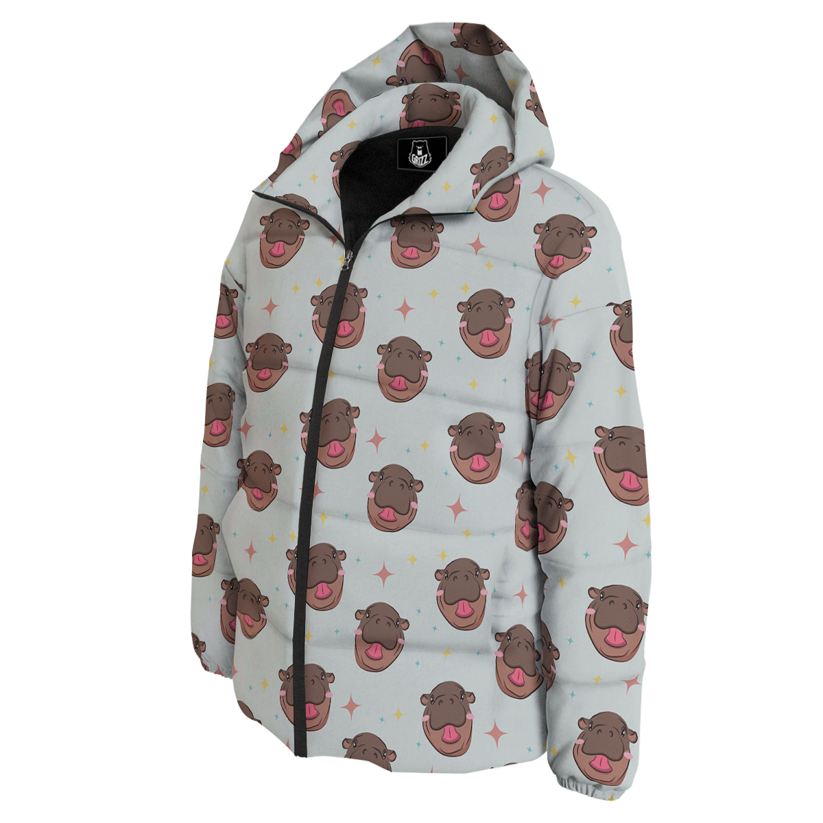 Moo Deng Hippo Smiling Down Jacket-grizzshop