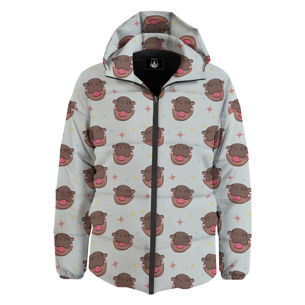 Moo Deng Hippo Smiling Down Jacket-grizzshop