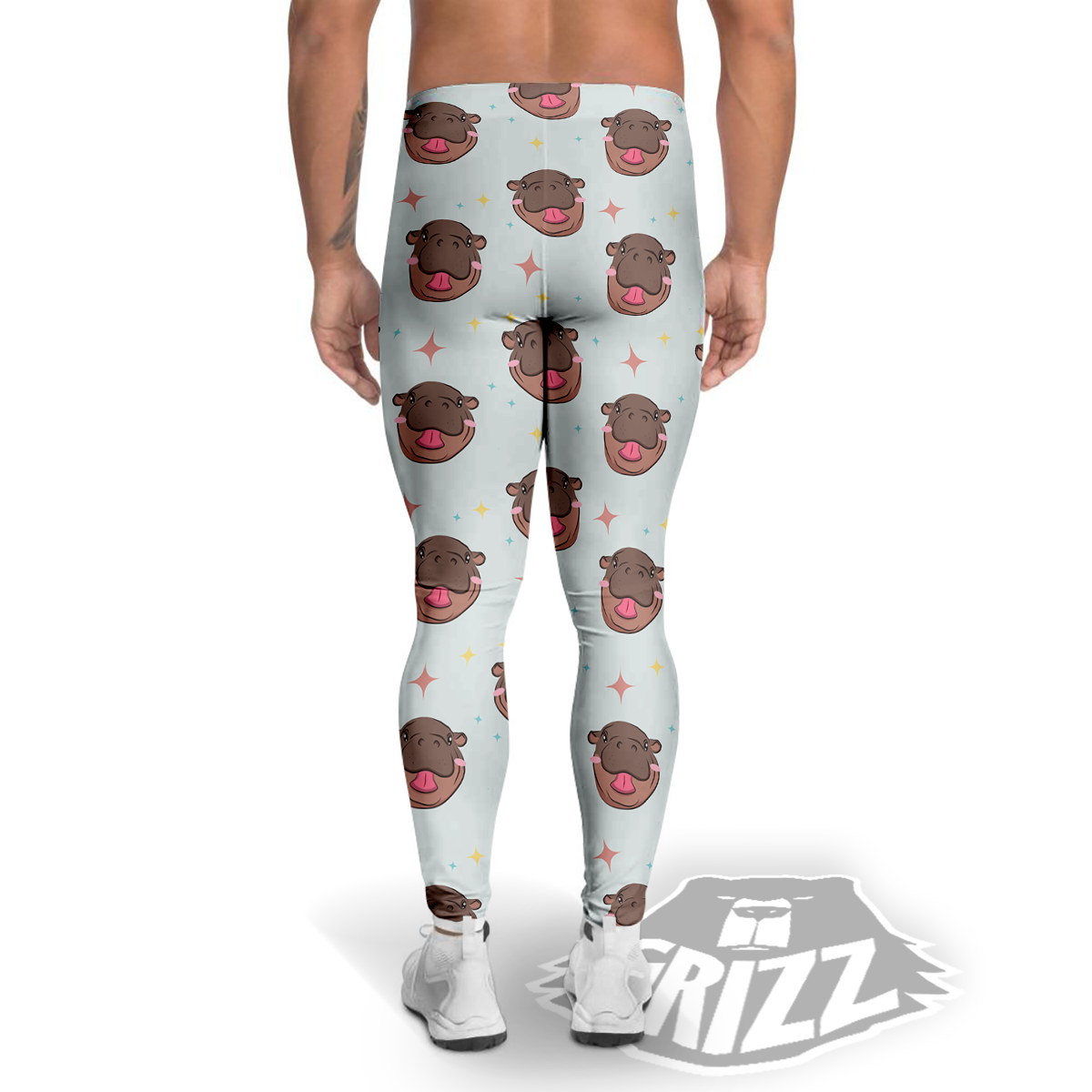 Moo Deng Hippo Smiling Men's Leggings-grizzshop