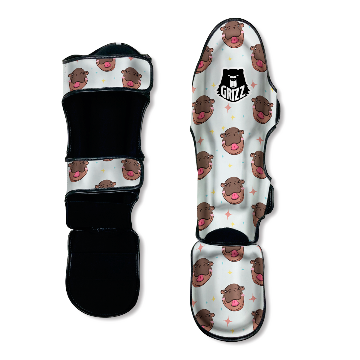 Moo Deng Hippo Smiling Muay Thai Shin Guards-grizzshop