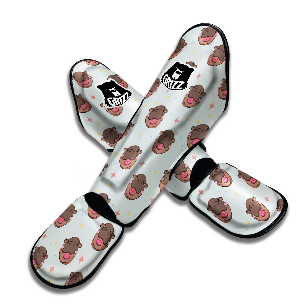 Moo Deng Hippo Smiling Muay Thai Shin Guards-grizzshop