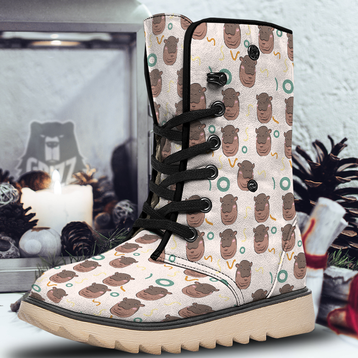 Moo Deng Hippo Snow Boots-grizzshop