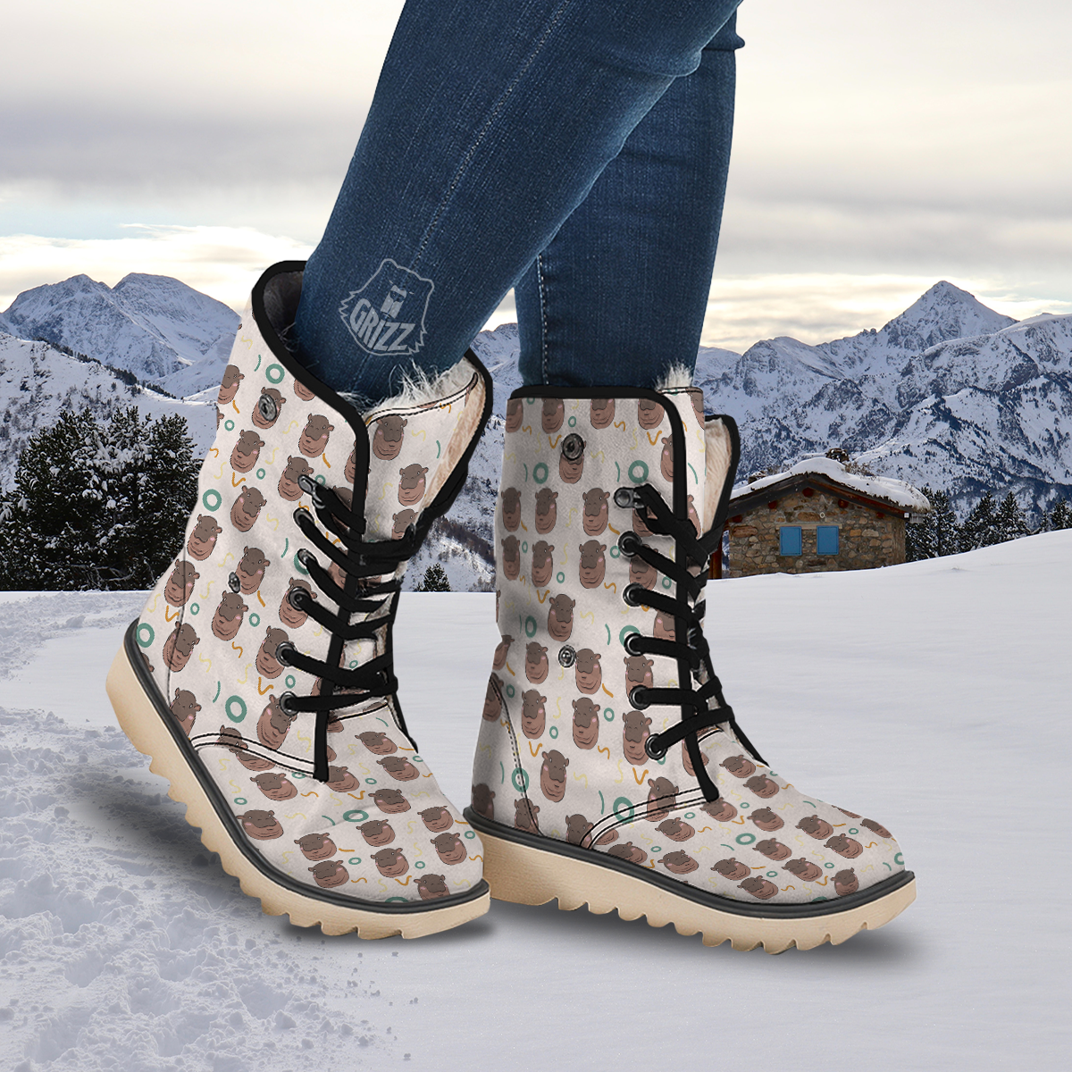 Moo Deng Hippo Snow Boots-grizzshop