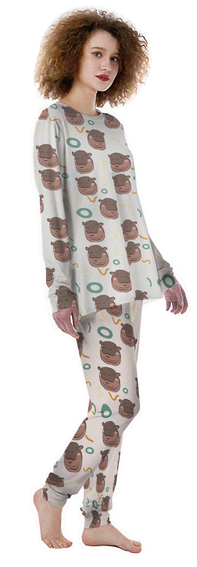 Moo Deng Hippo Women's Pajamas-grizzshop