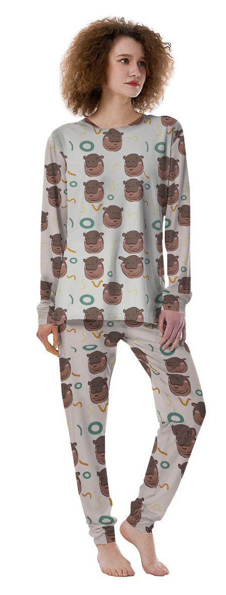 Moo Deng Hippo Women's Pajamas-grizzshop