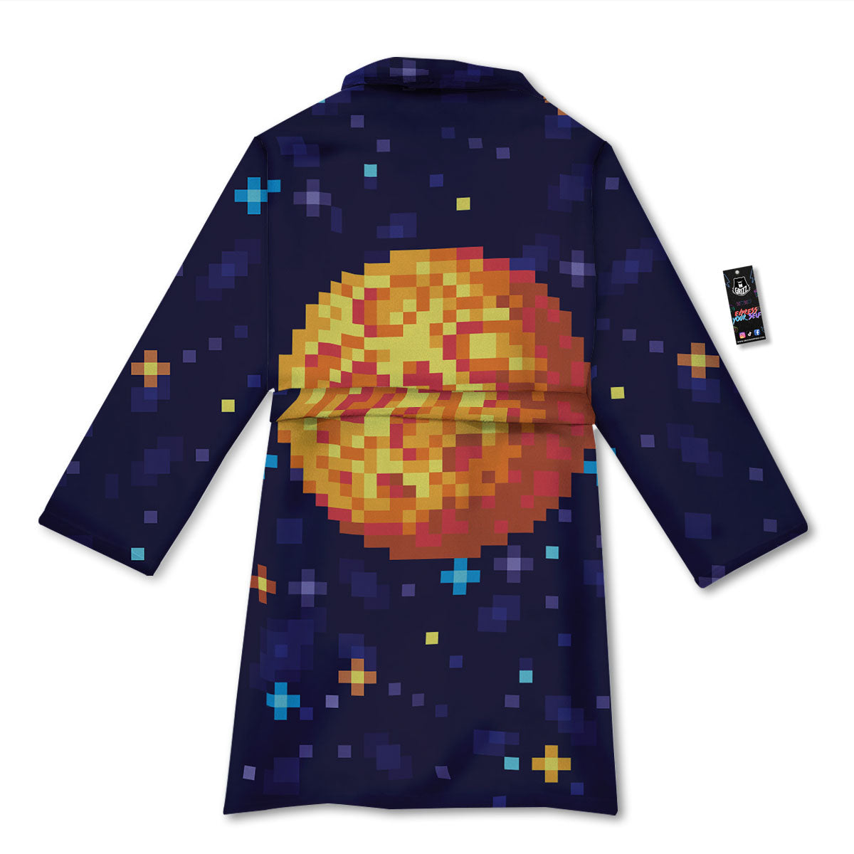Moon 8-Bit Pixel Print Bathrobe-grizzshop