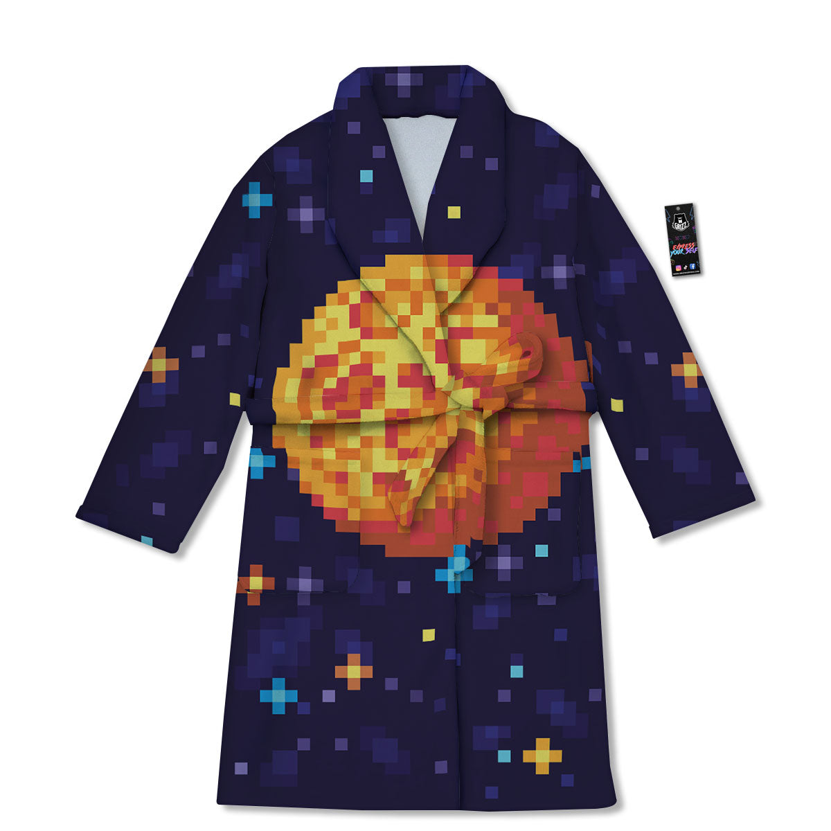 Moon 8-Bit Pixel Print Bathrobe-grizzshop