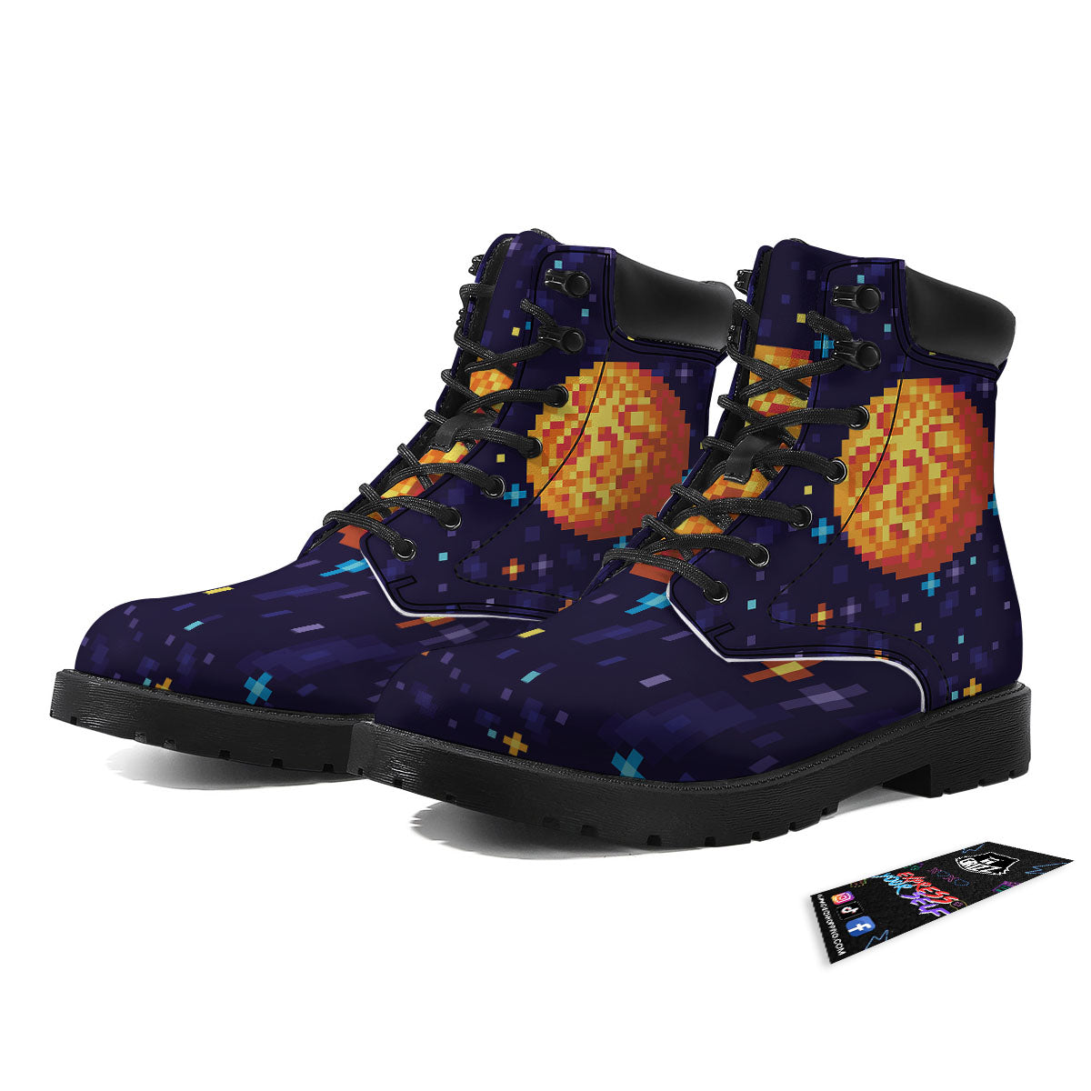 Moon 8-Bit Pixel Print Boots-grizzshop