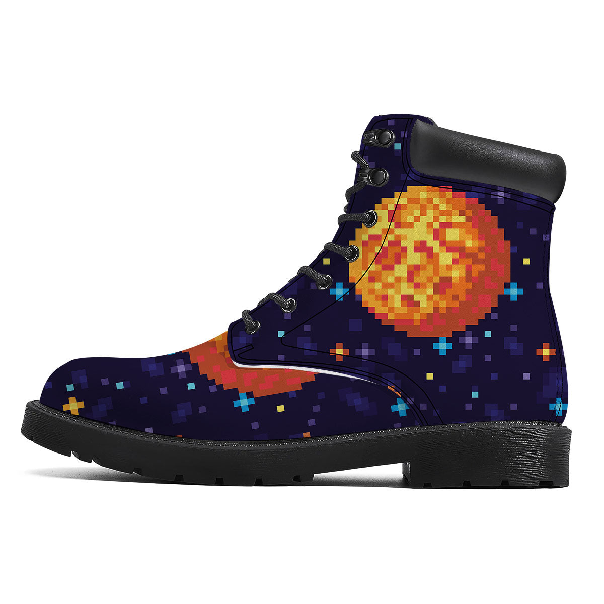 Moon 8-Bit Pixel Print Boots-grizzshop