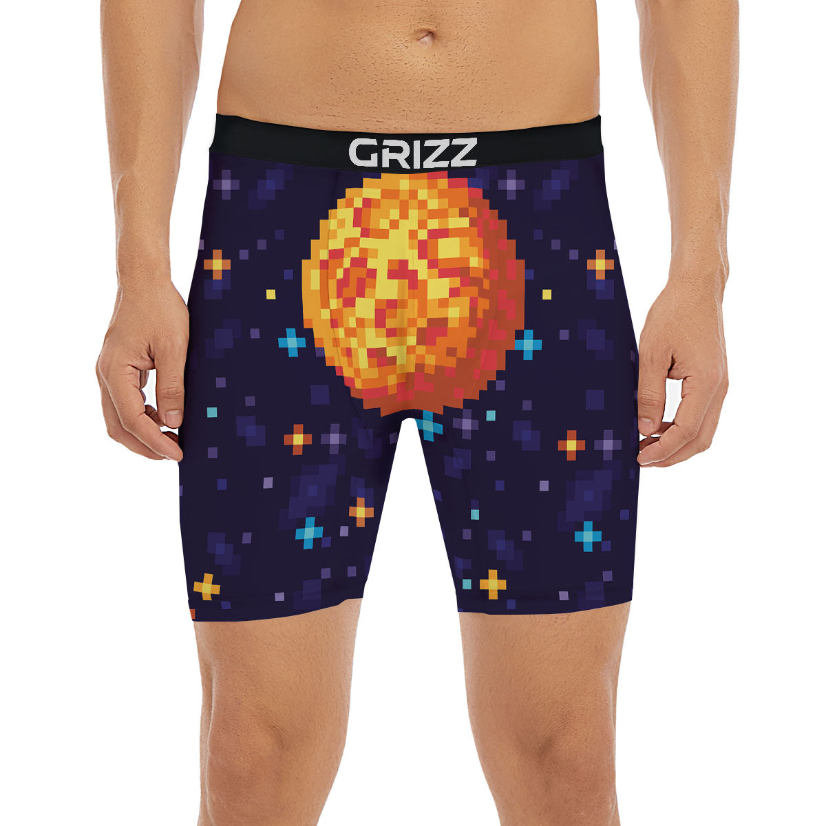 Moon 8-Bit Pixel Print Boxer Briefs-grizzshop