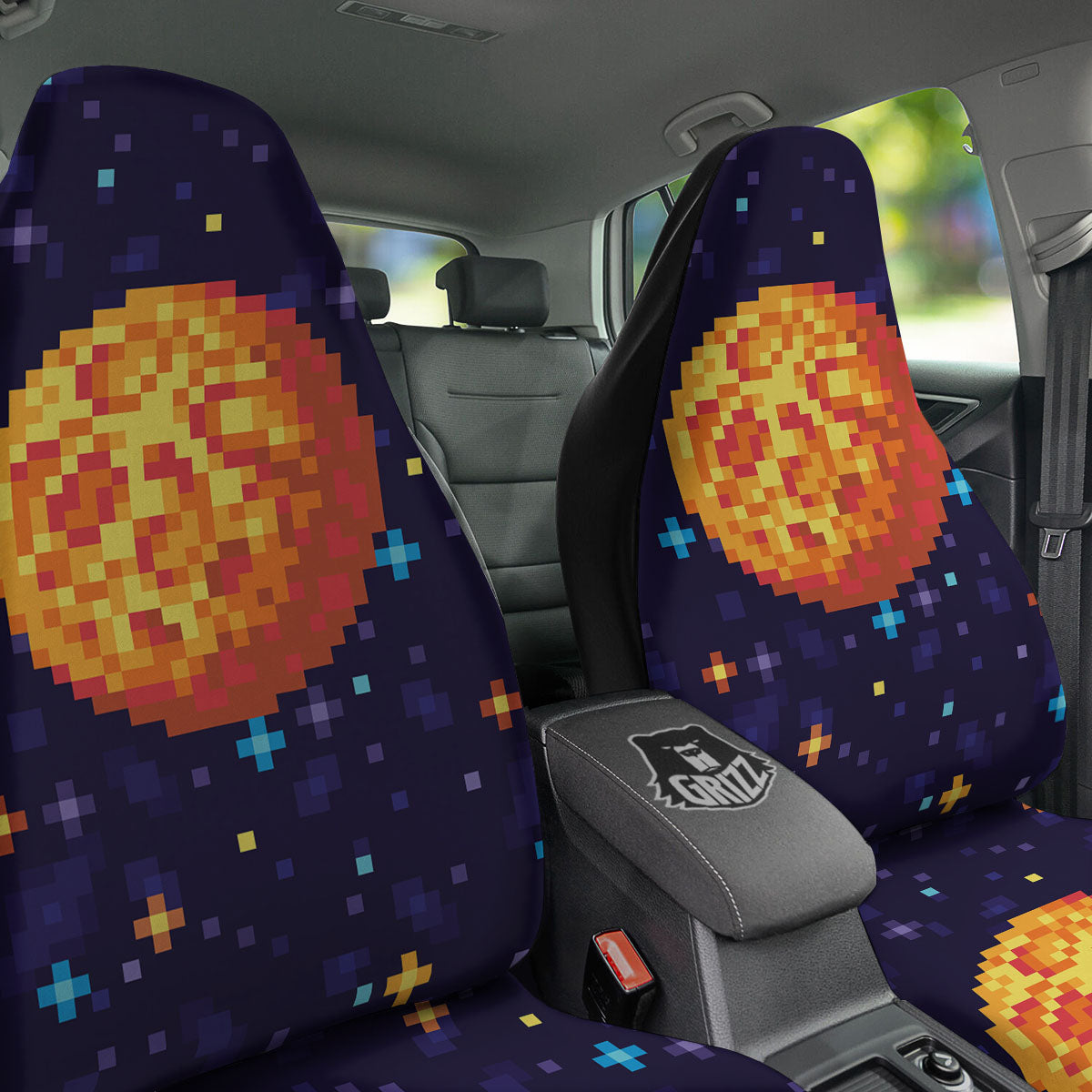 Moon 8-Bit Pixel Print Car Seat Covers-grizzshop