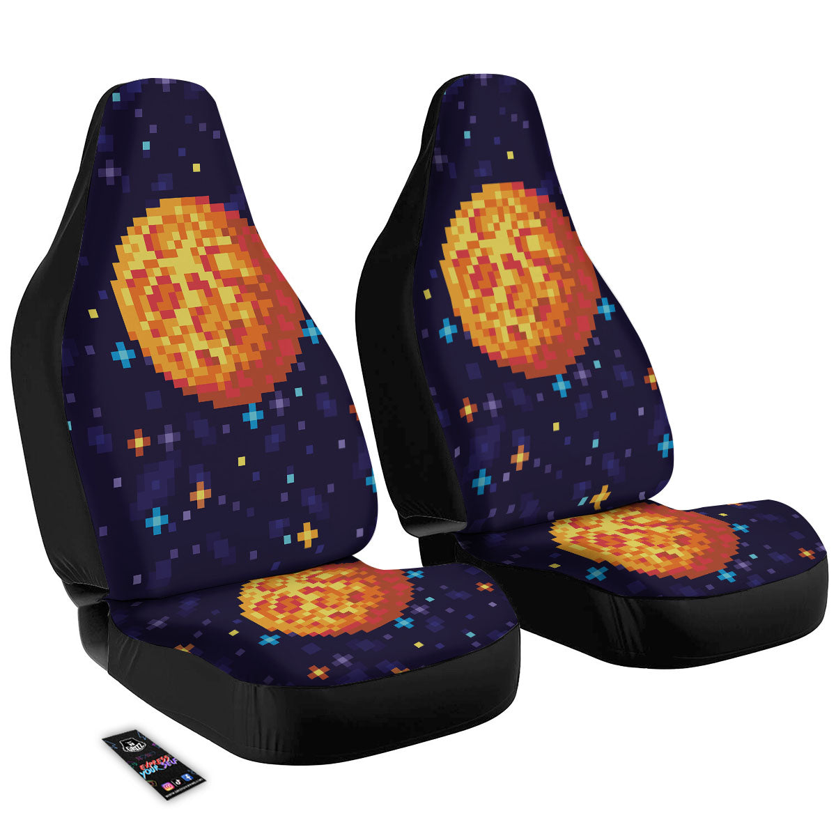 Moon 8-Bit Pixel Print Car Seat Covers-grizzshop