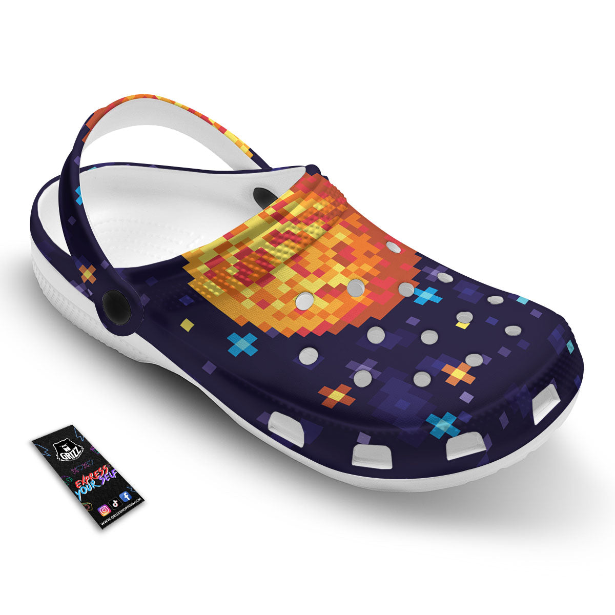 Moon 8-Bit Pixel Print Clog-grizzshop
