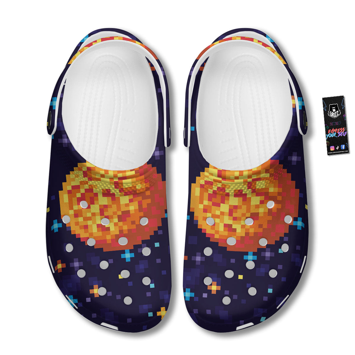 Moon 8-Bit Pixel Print Clog-grizzshop