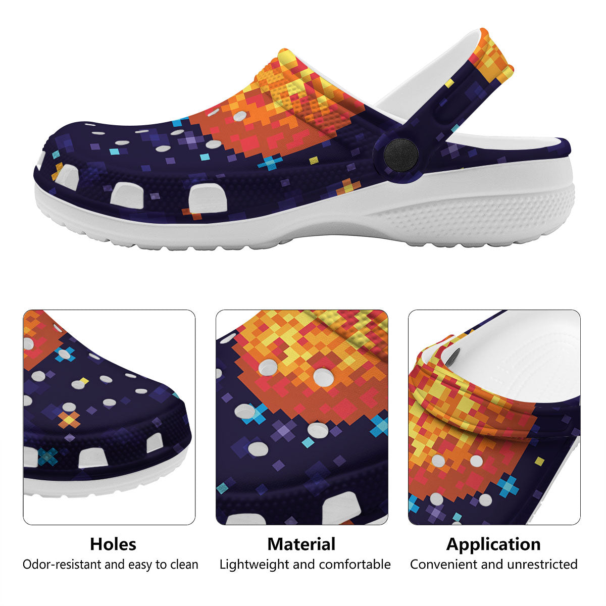 Moon 8-Bit Pixel Print Clog-grizzshop