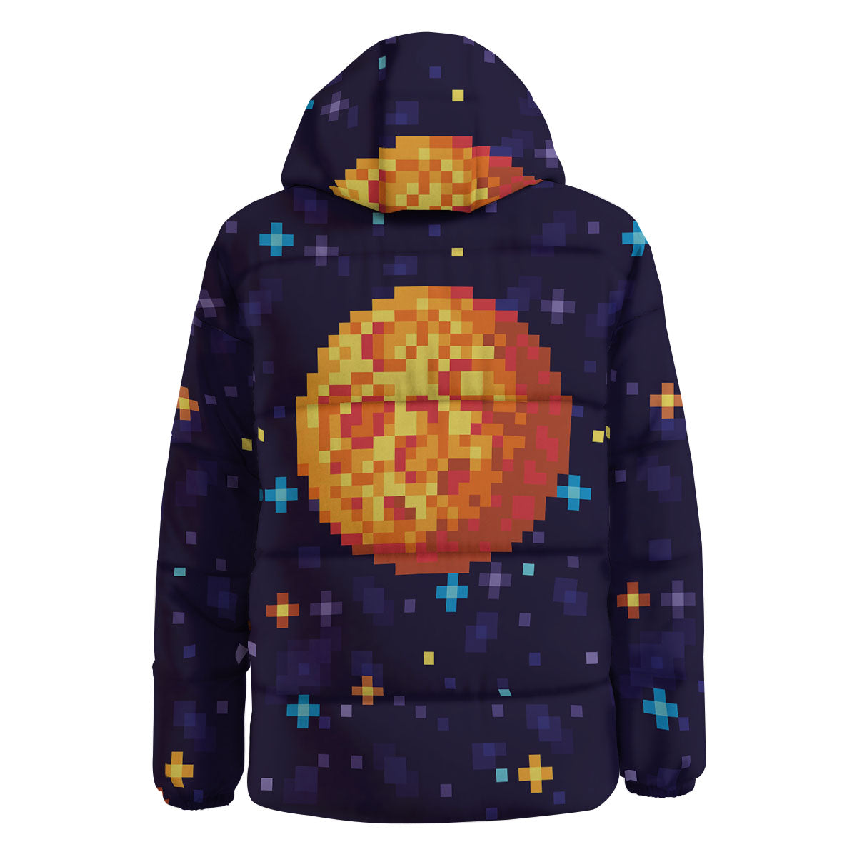 Moon 8-Bit Pixel Print Down Jacket-grizzshop