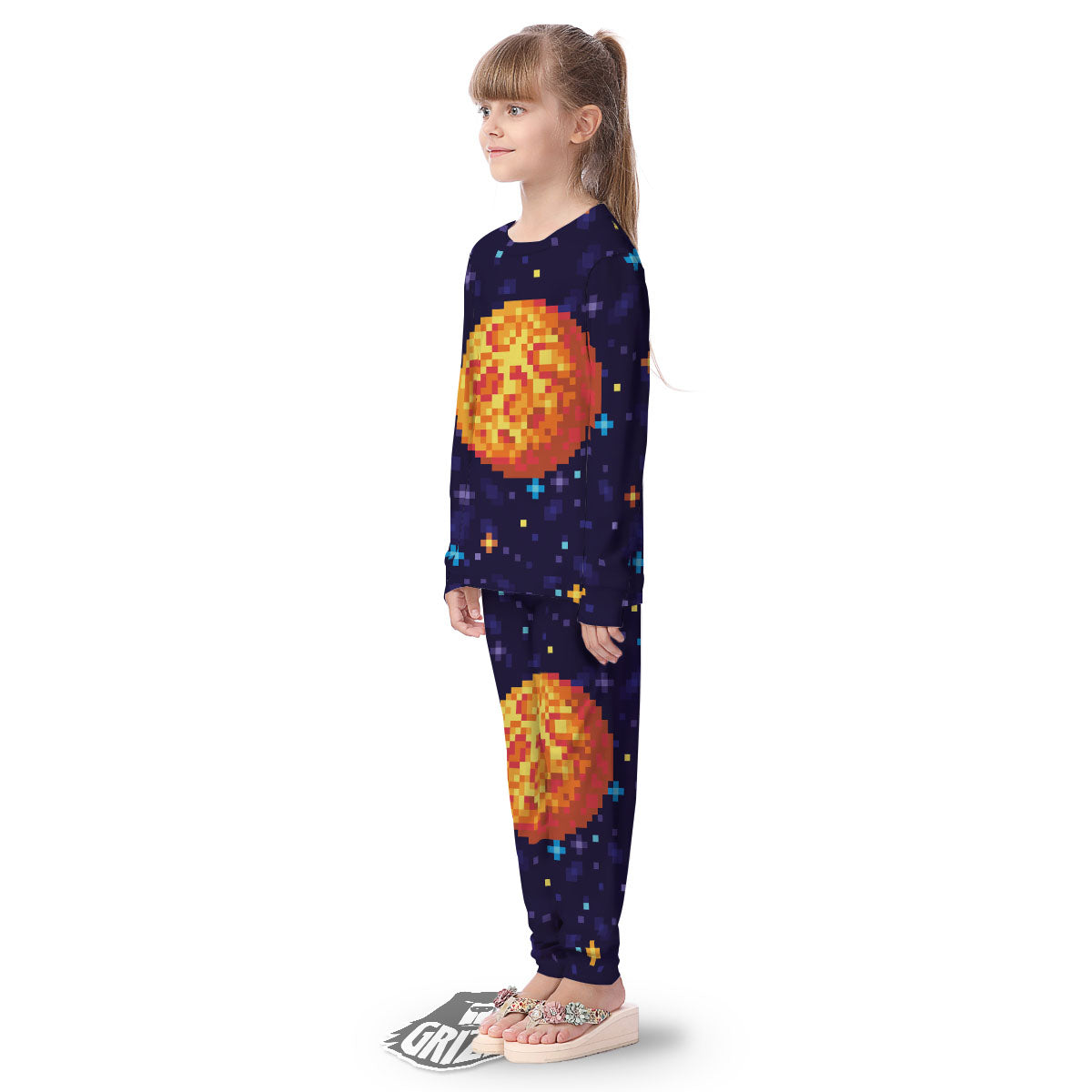 Moon 8-Bit Pixel Print Kid's Pajamas-grizzshop