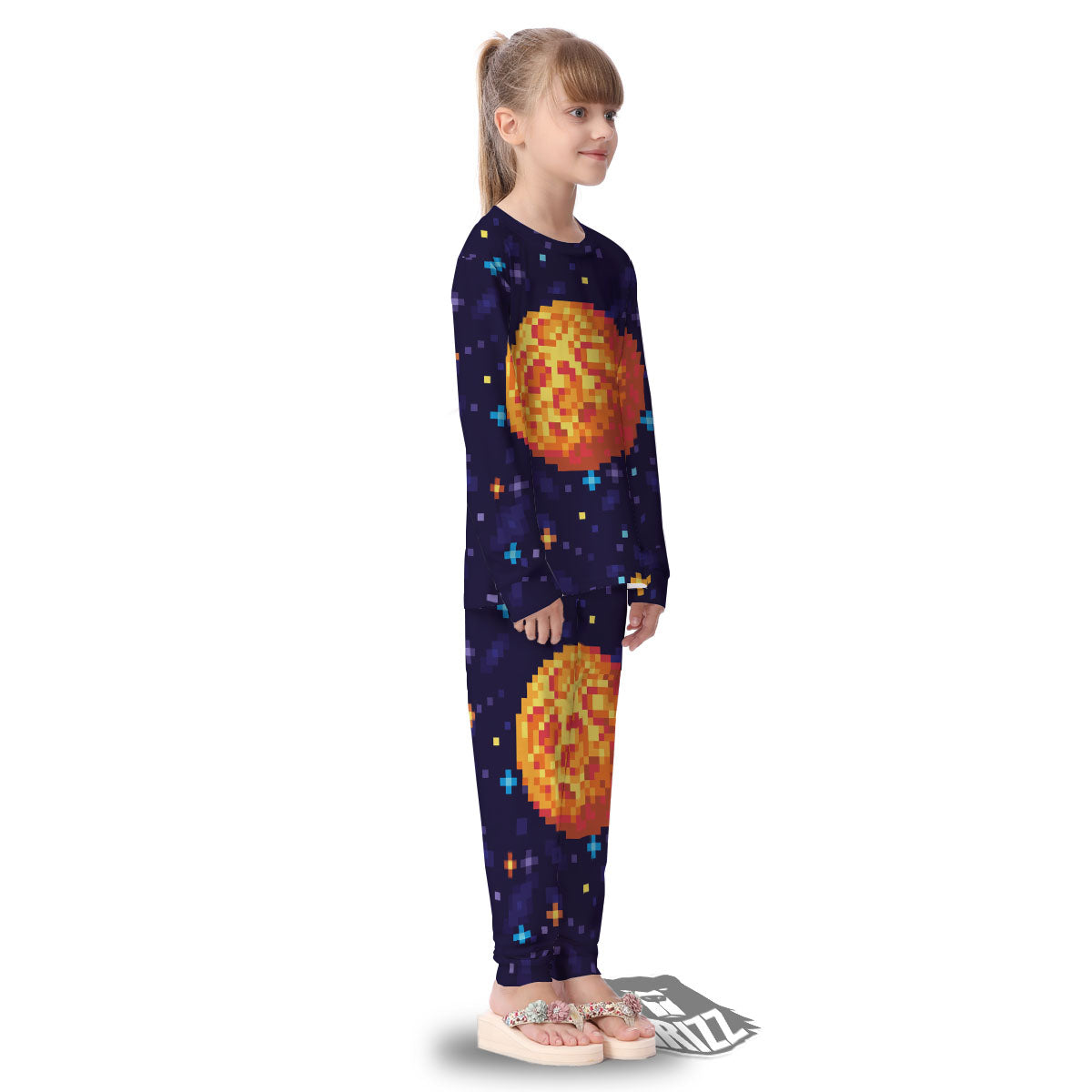 Moon 8-Bit Pixel Print Kid's Pajamas-grizzshop
