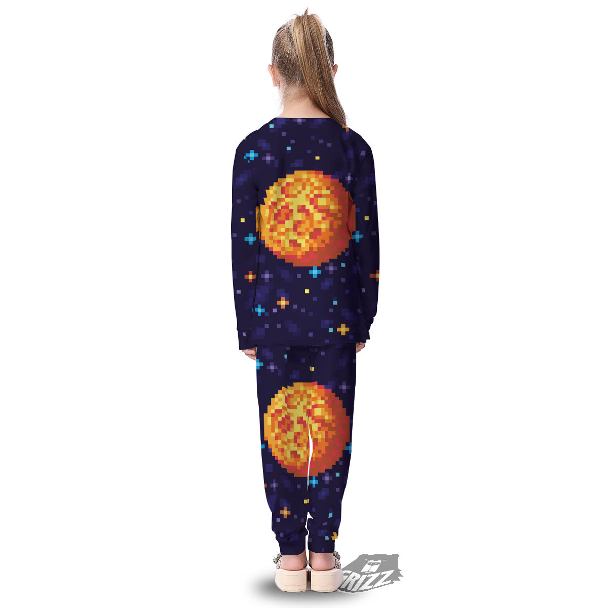 Moon 8-Bit Pixel Print Kid's Pajamas-grizzshop