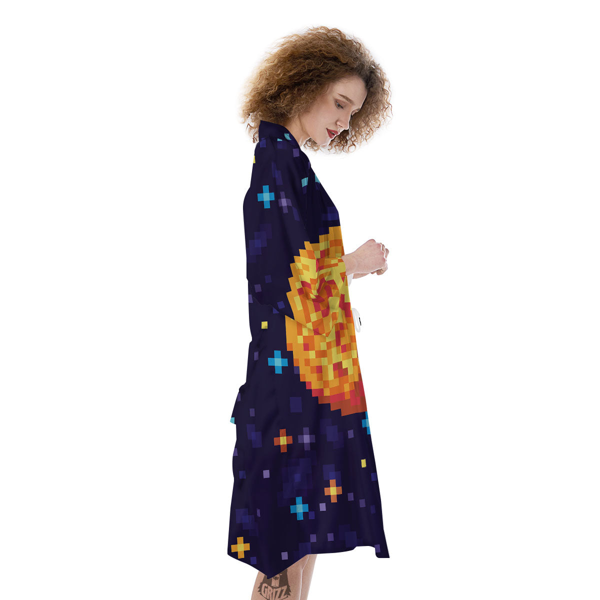 Moon 8-Bit Pixel Print Kimono-grizzshop