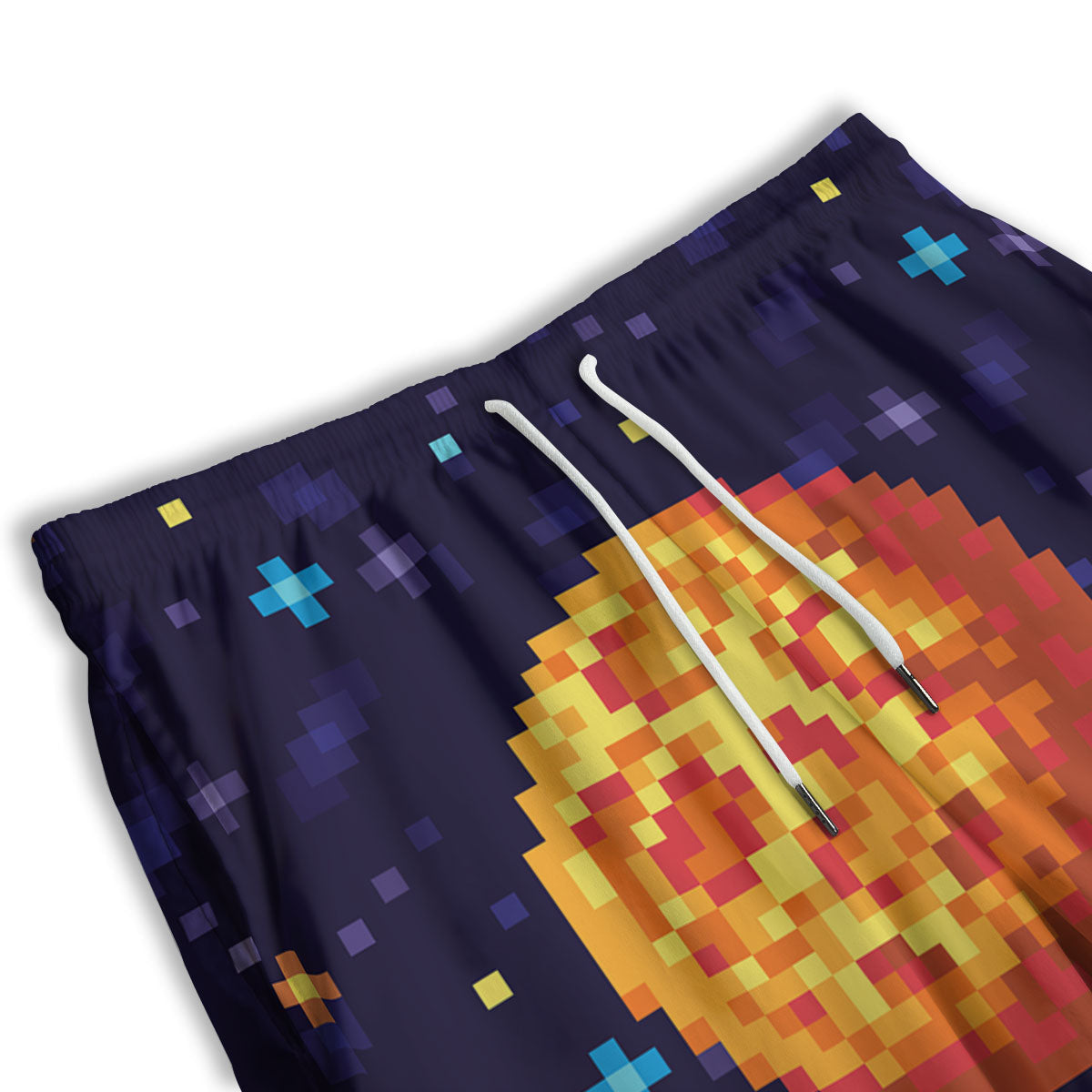 Moon 8-Bit Pixel Print Men's Athletic Shorts
