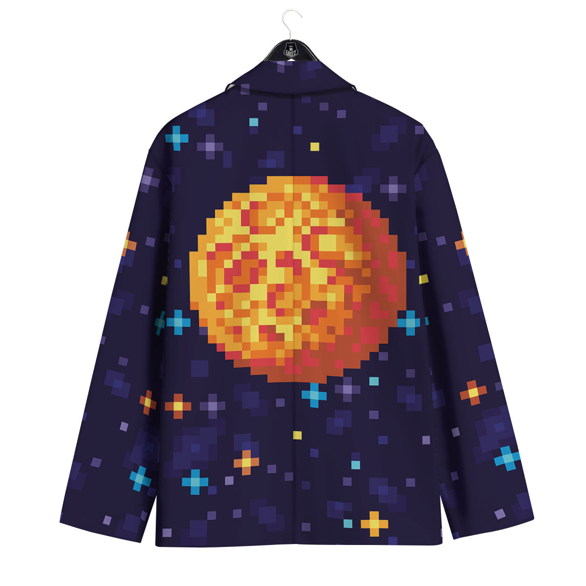 Moon 8-Bit Pixel Print Men's Sport Coat-grizzshop