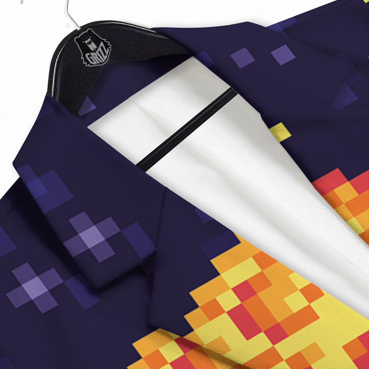 Moon 8-Bit Pixel Print Men's Sport Coat-grizzshop