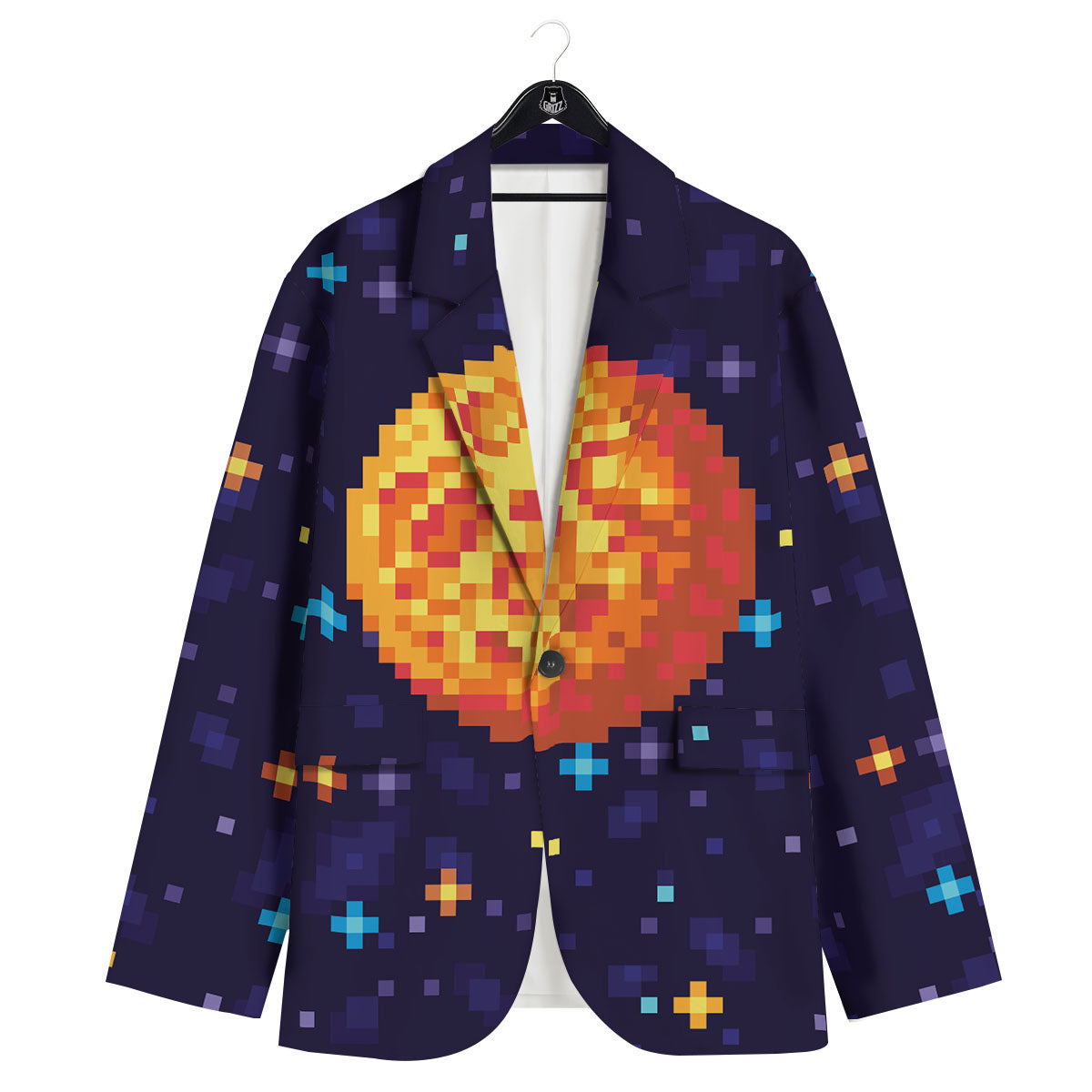 Moon 8-Bit Pixel Print Men's Sport Coat-grizzshop