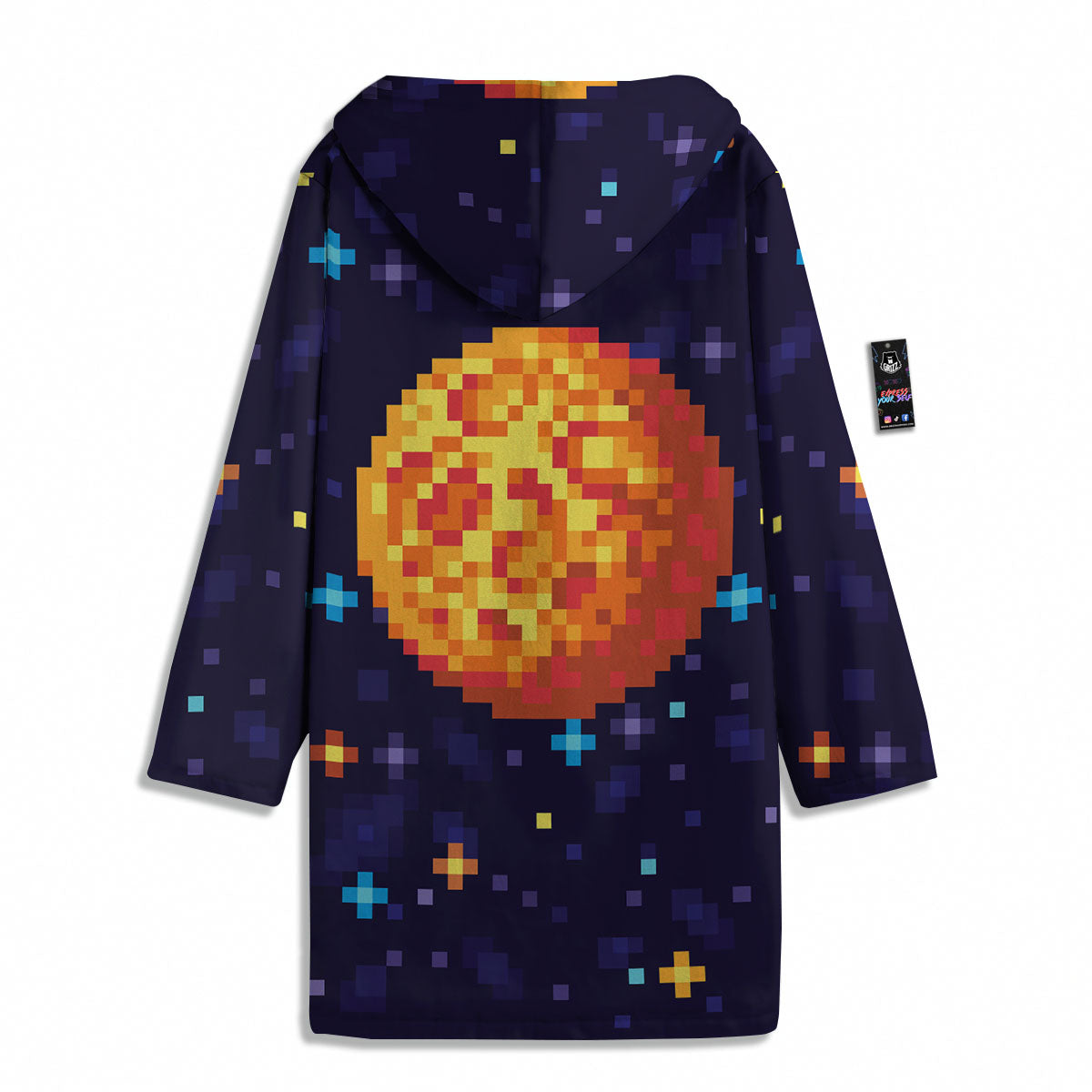 Moon 8-Bit Pixel Print Men's Windbreaker Jacket-grizzshop
