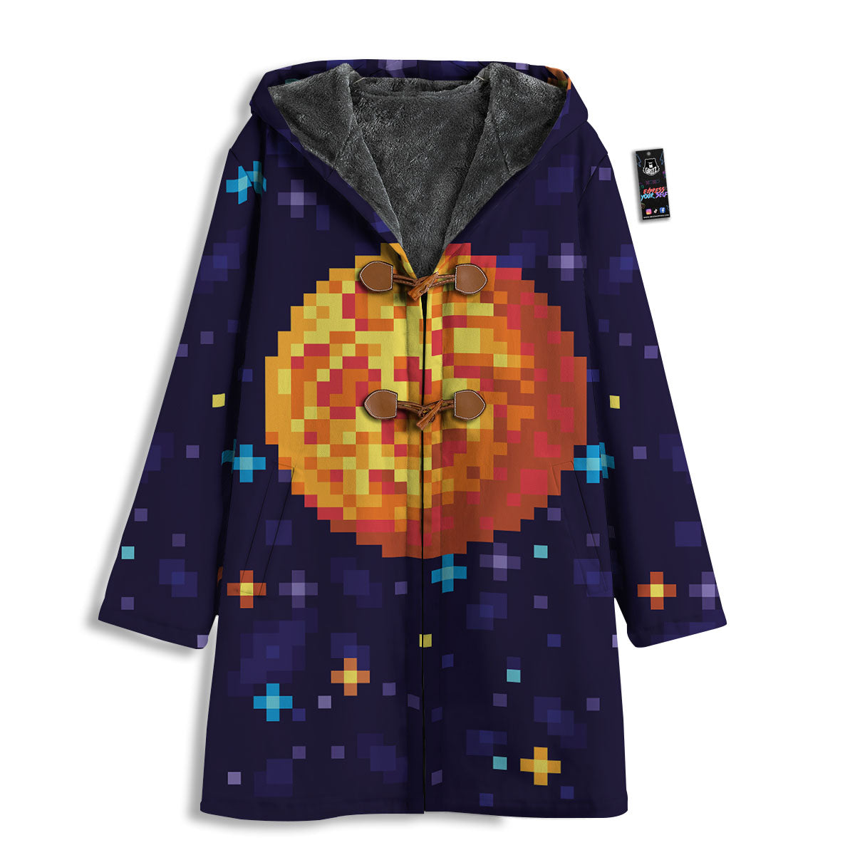 Moon 8-Bit Pixel Print Men's Windbreaker Jacket-grizzshop