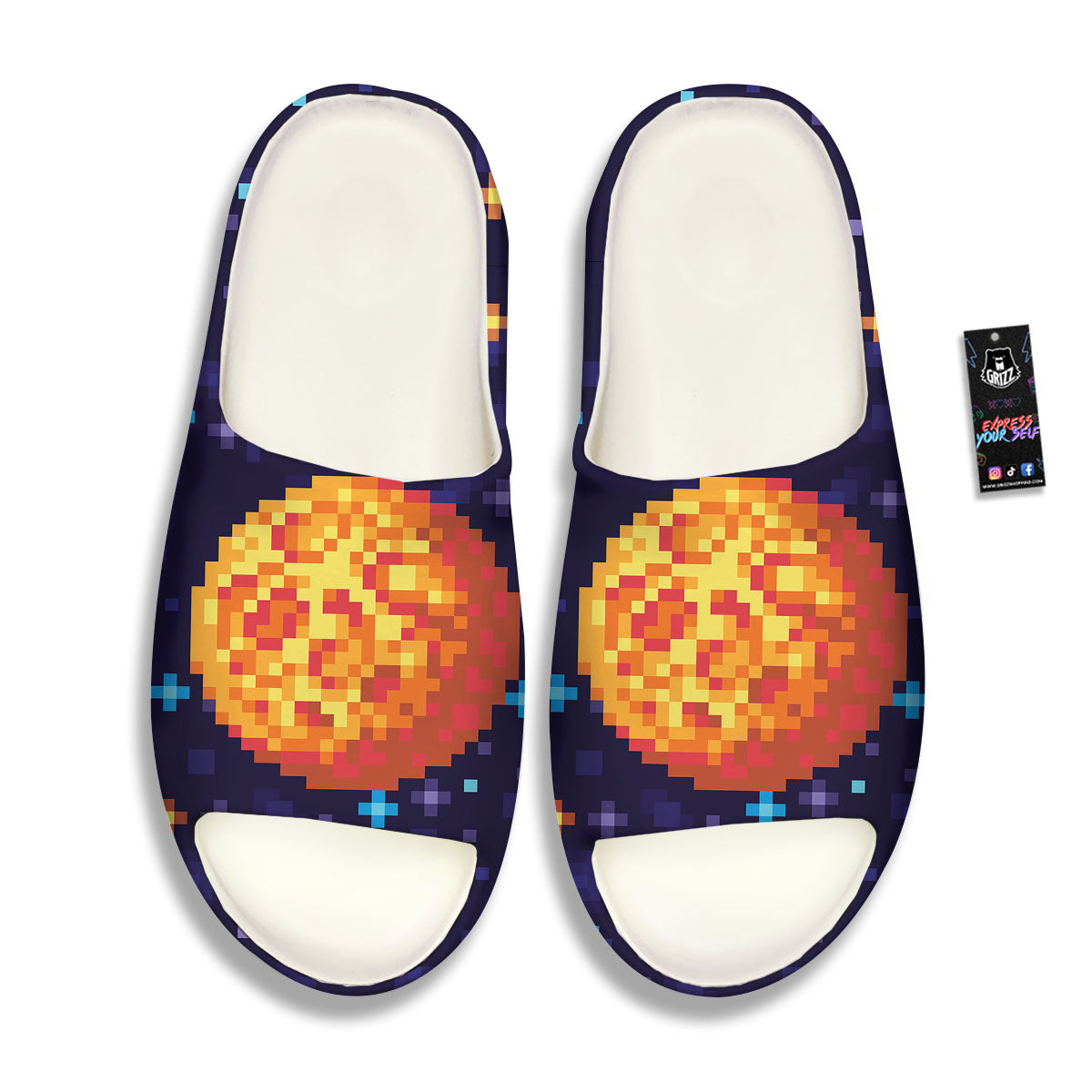 Moon 8-Bit Pixel Print Sandals-grizzshop