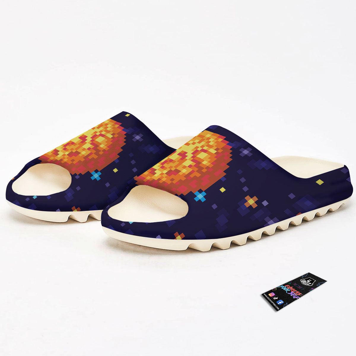 Moon 8-Bit Pixel Print Sandals-grizzshop