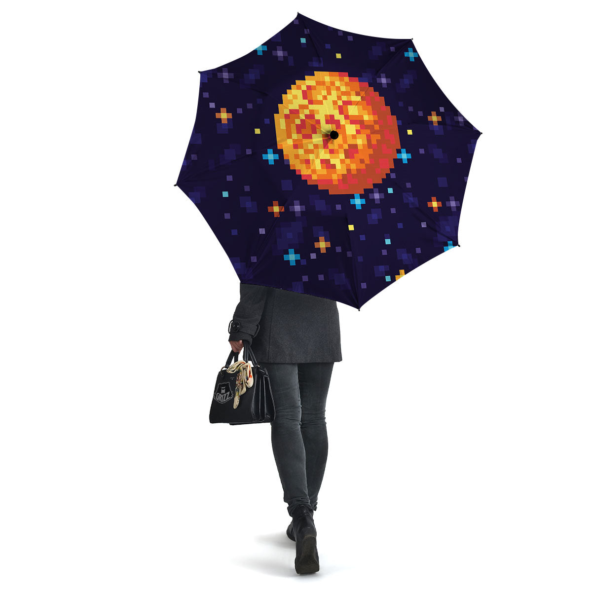 Moon 8-Bit Pixel Print Umbrella-grizzshop
