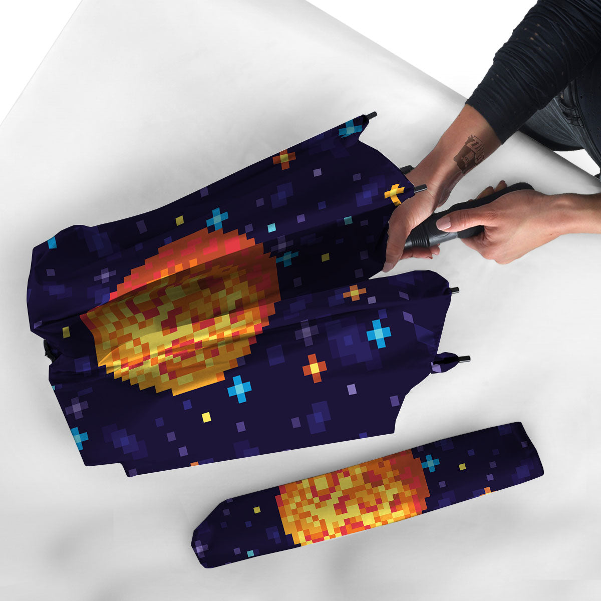 Moon 8-Bit Pixel Print Umbrella-grizzshop