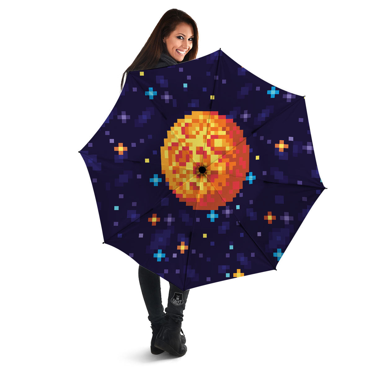 Moon 8-Bit Pixel Print Umbrella-grizzshop