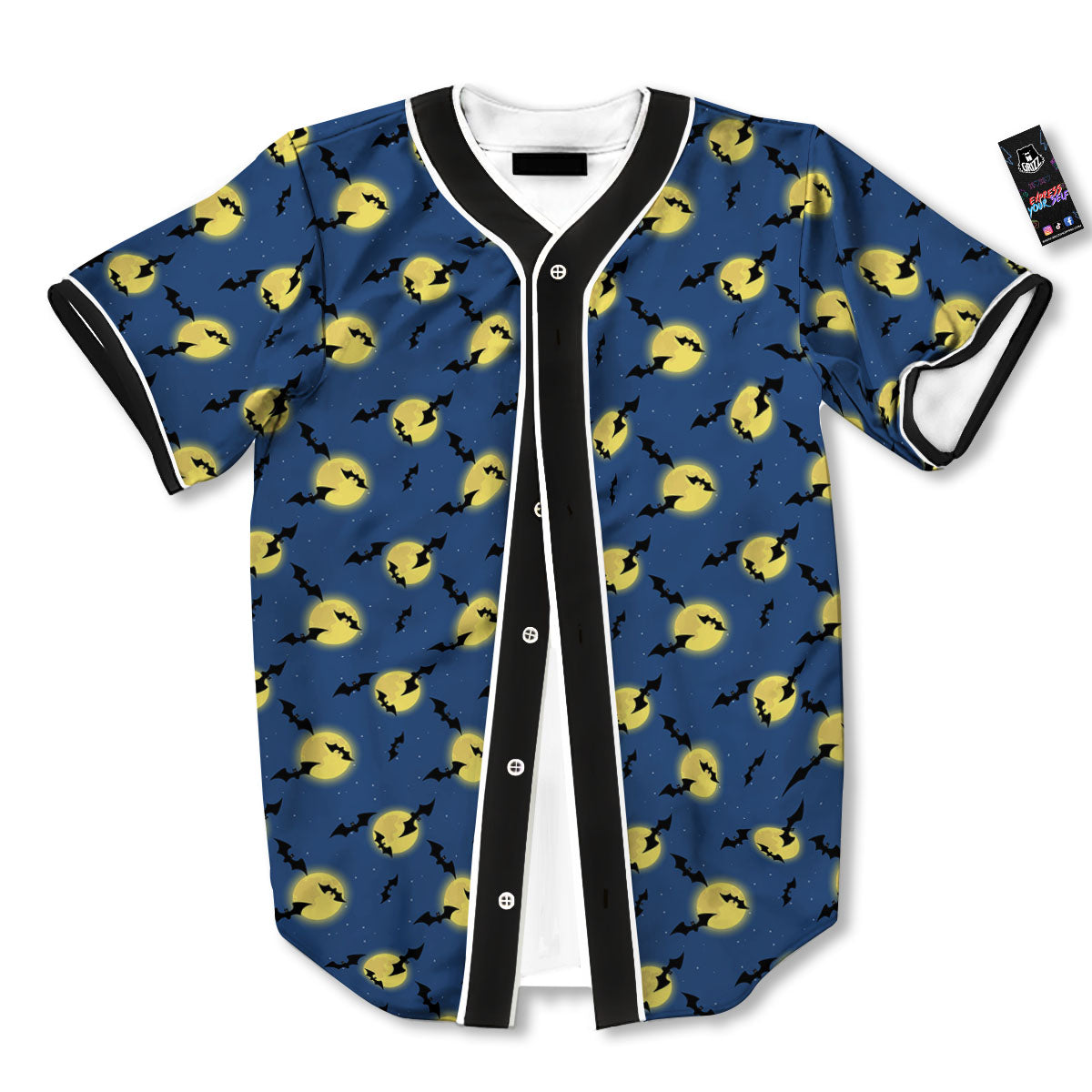 Moon And Bat Halloween Print Pattern Baseball Jersey-grizzshop