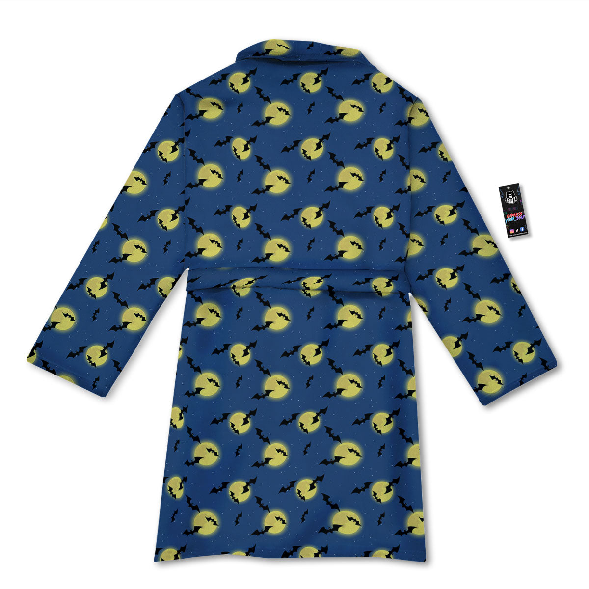Moon And Bat Halloween Print Pattern Bathrobe-grizzshop