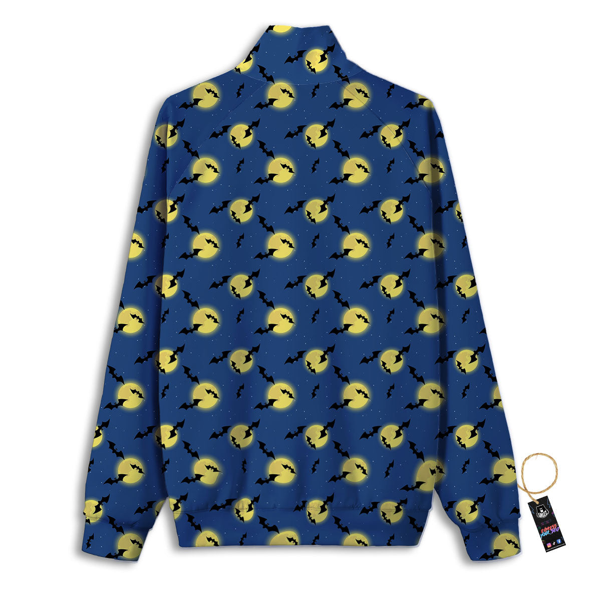 Moon And Bat Halloween Print Pattern Track Jacket-grizzshop