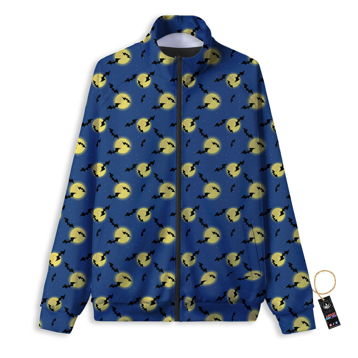 Moon And Bat Halloween Print Pattern Track Jacket-grizzshop